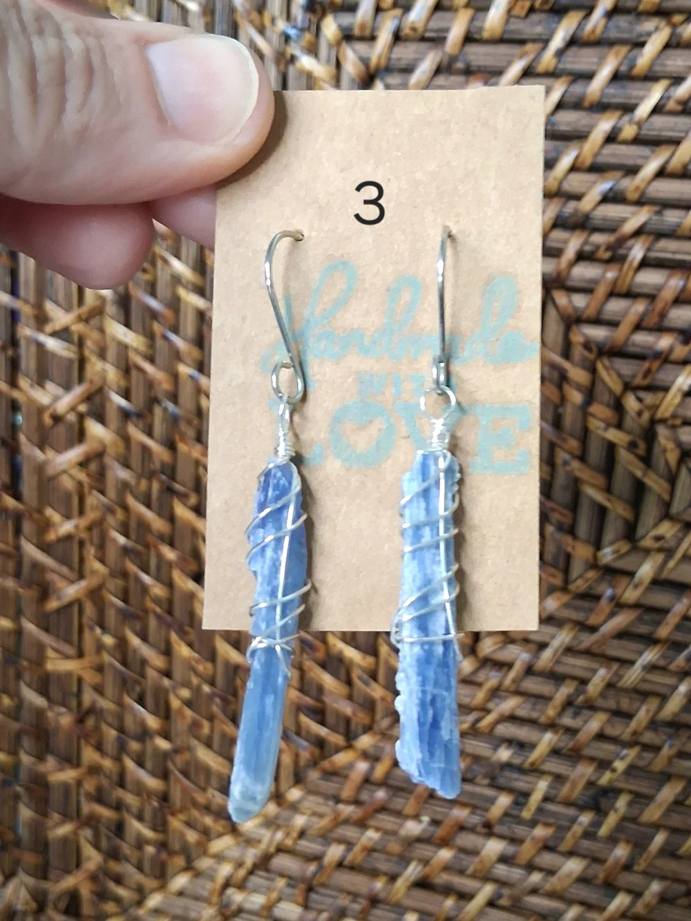 Raw Blue Kyanite Wire-Wrapped Dangle Earrings — Gold or Silver